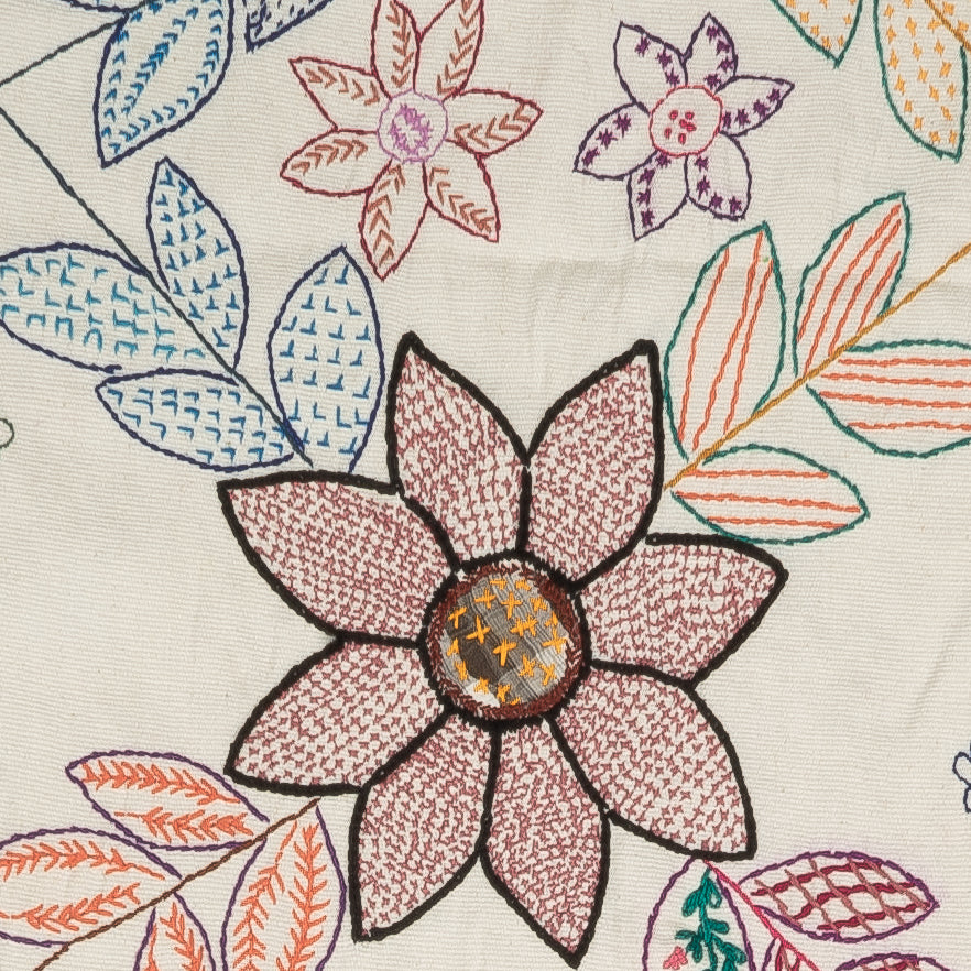 Table runner with pom-poms