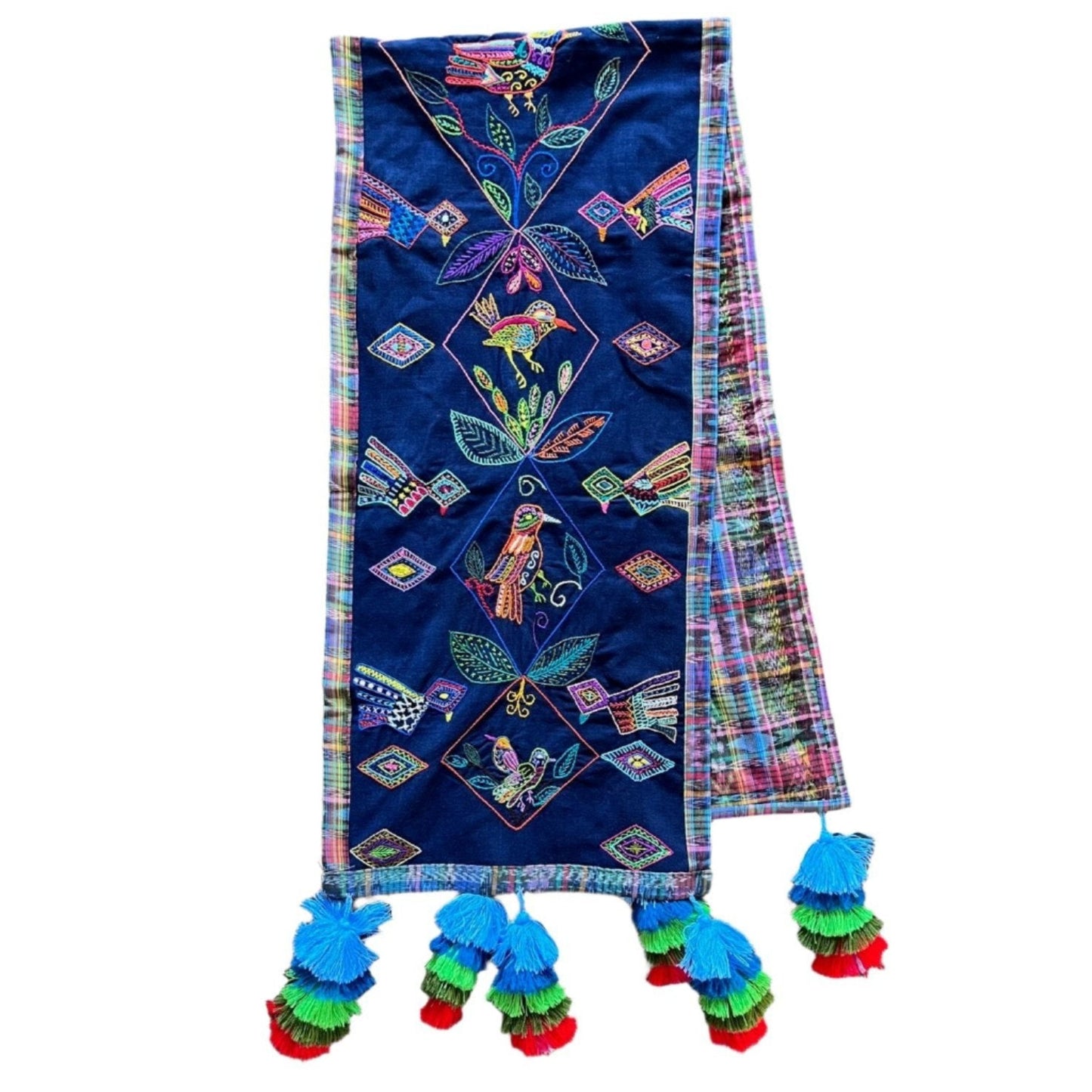 Table runner with pom-poms