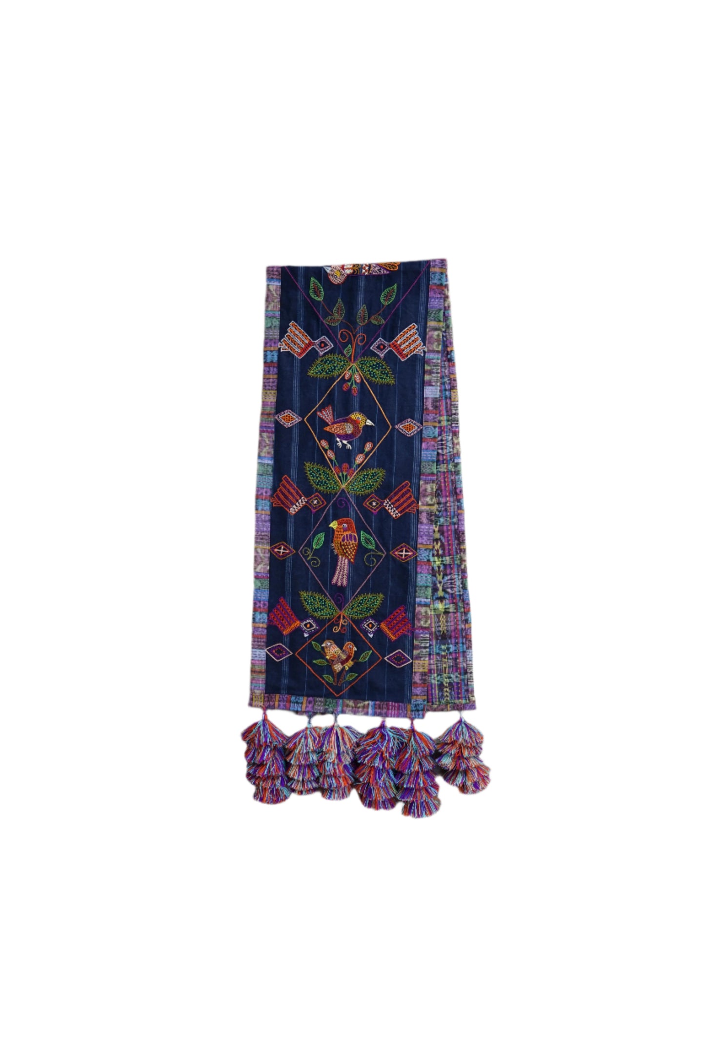 Table runner with pom-poms