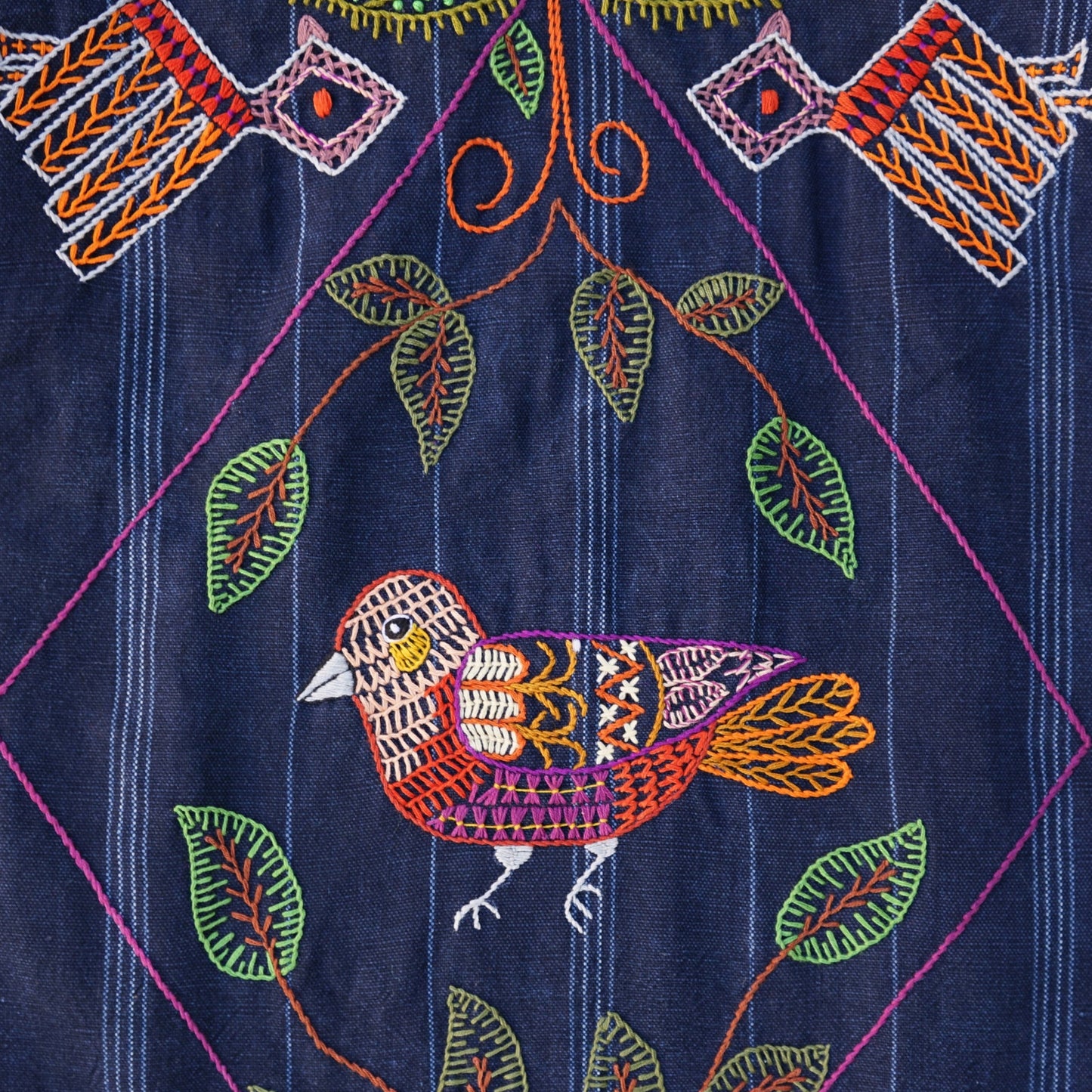 Table runner with pom-poms