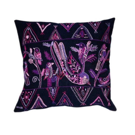 Embroidered Bird Pillow