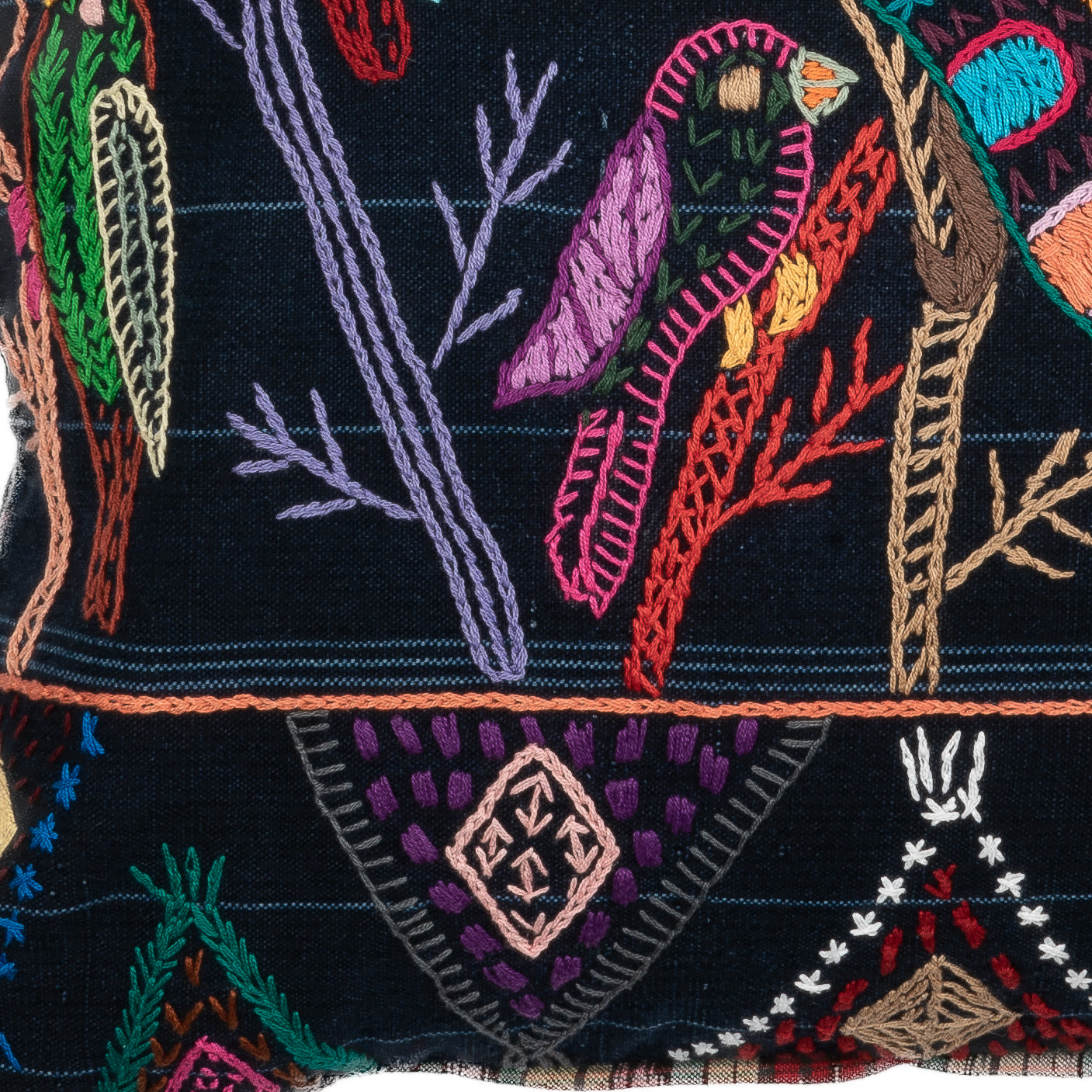 Embroidered Bird Pillow