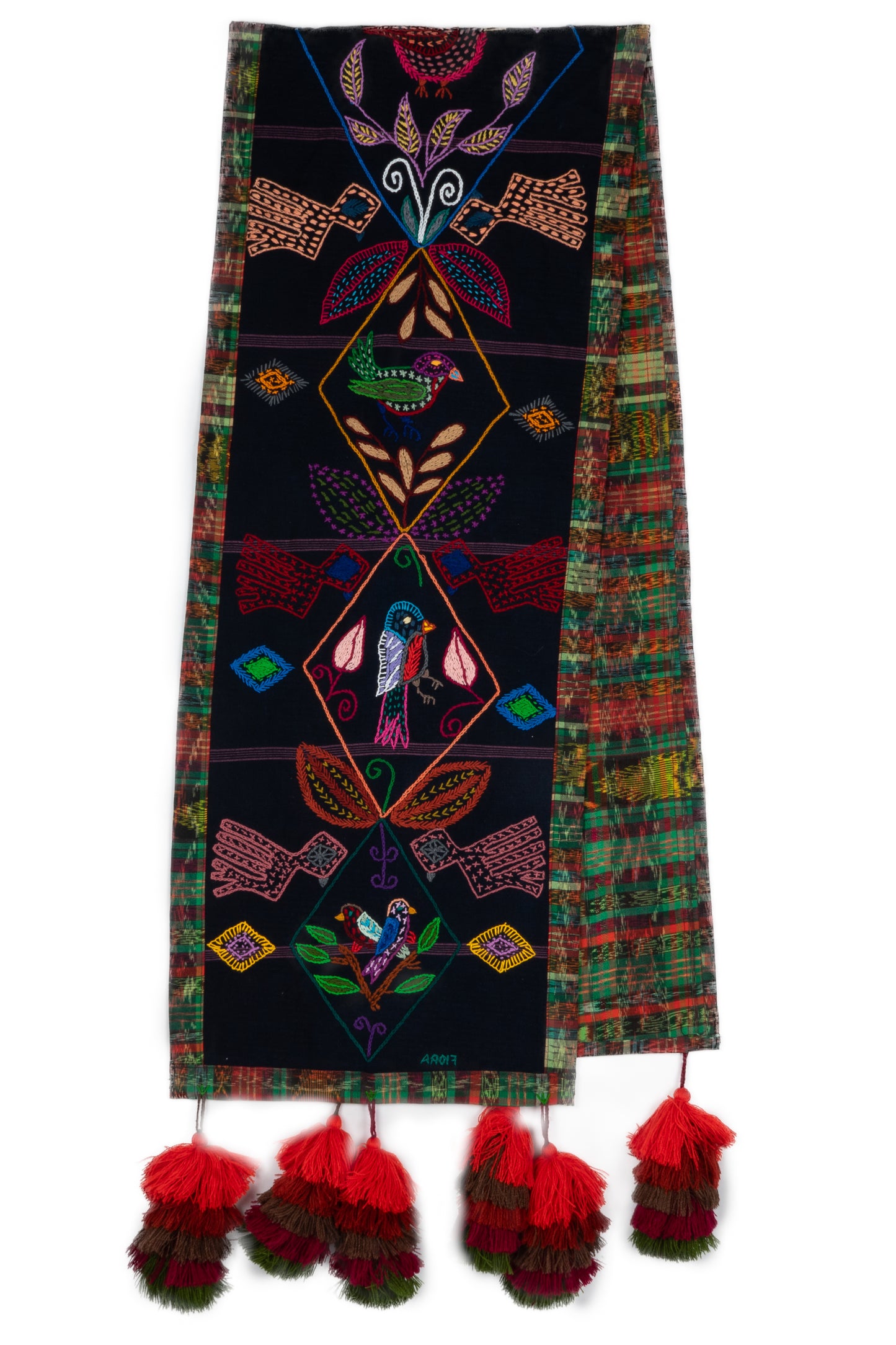 Birds and Fauna Table Runner with Pom-poms