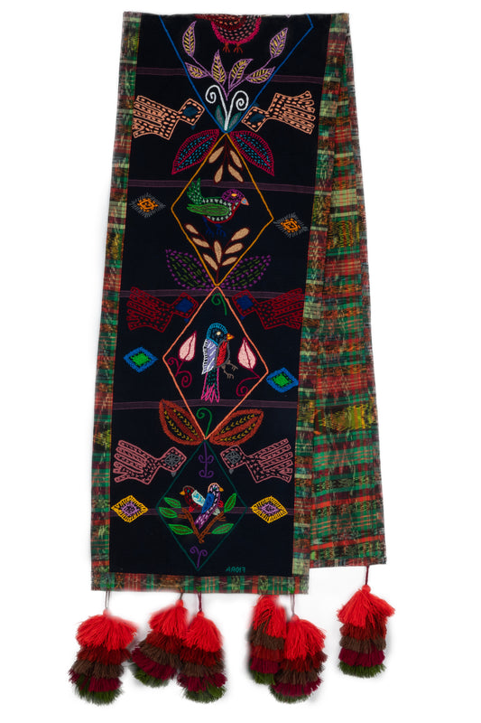 Birds and Fauna Table Runner with Pom-poms