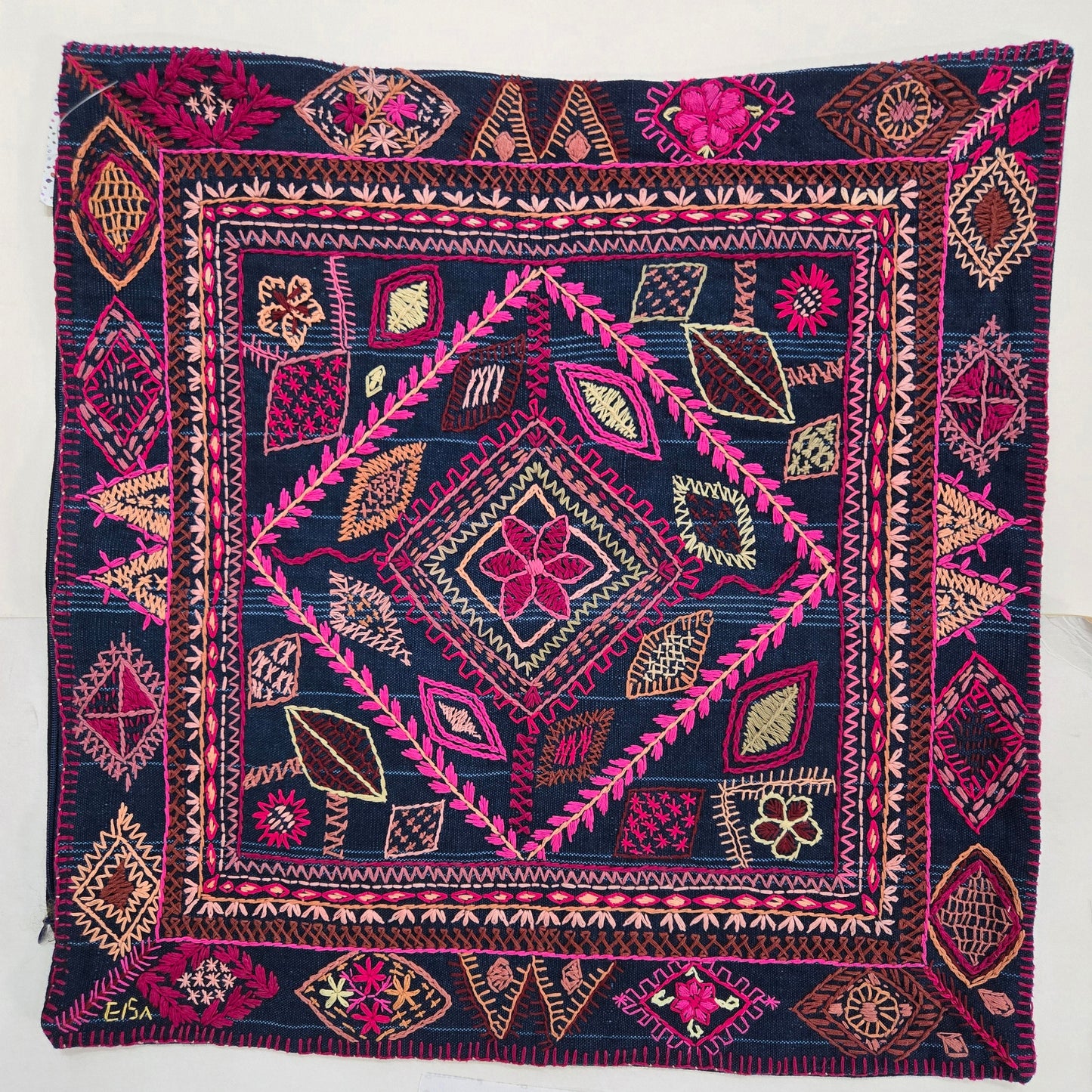 Diamonds Embroidered Pillow Cover