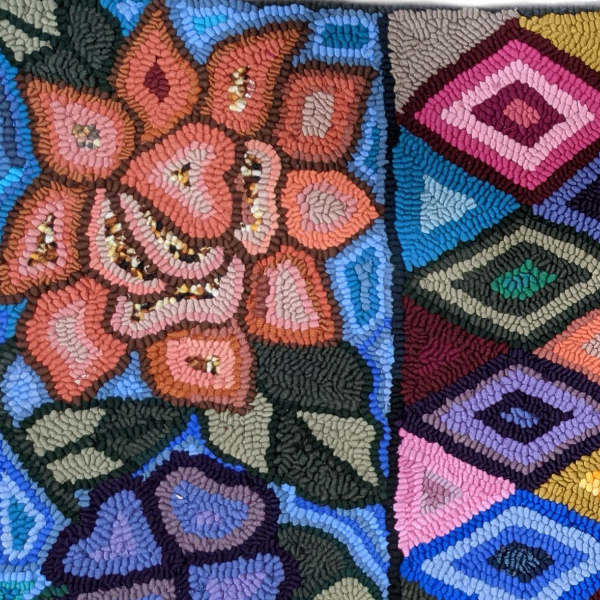 Flowers and Geometric Large Rug