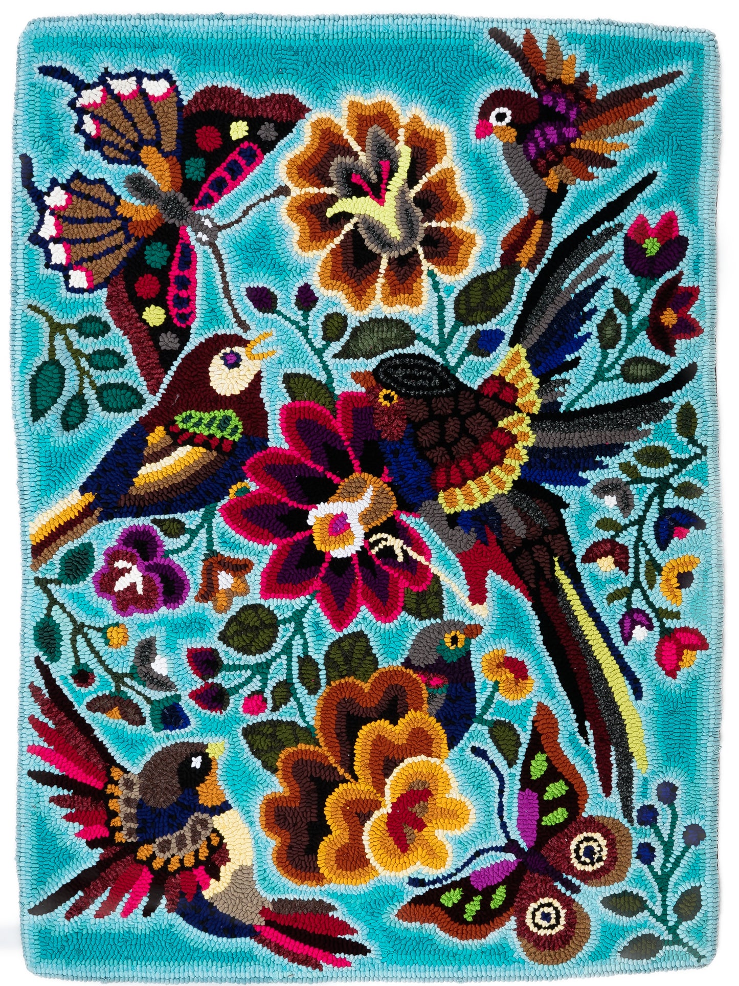 Butterfly, flowers, and bird Medium Rug