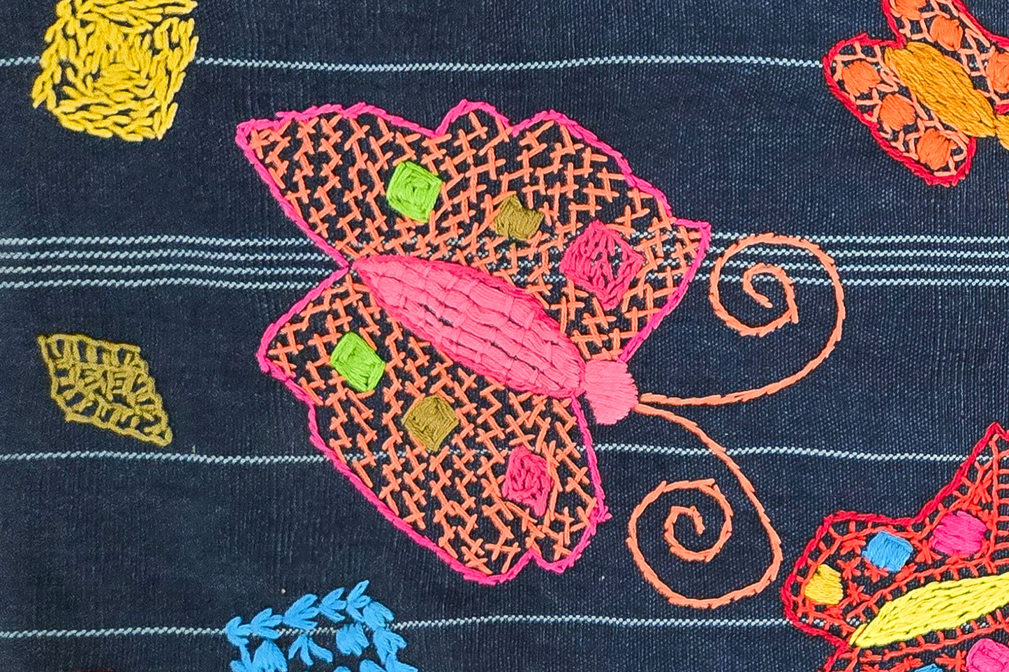 Butterfly Embroidered Pillow Cover