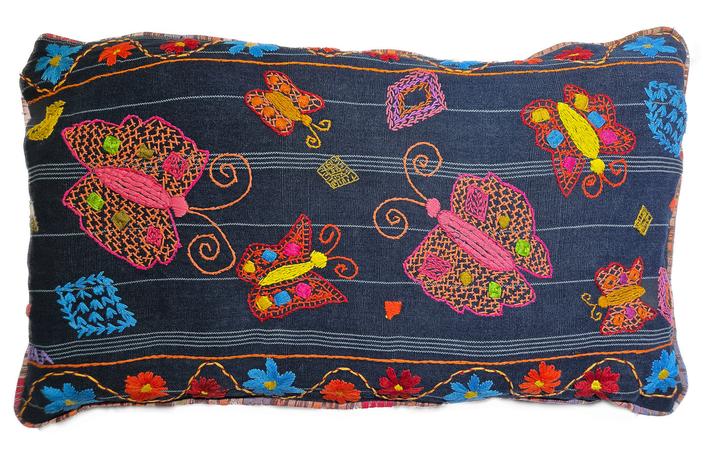 Butterfly Embroidered Pillow Cover