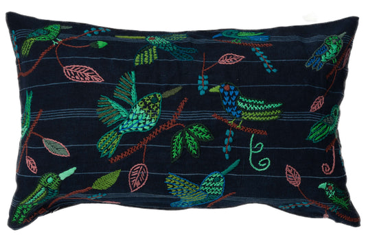 Hummingbird Embroidered Pillow