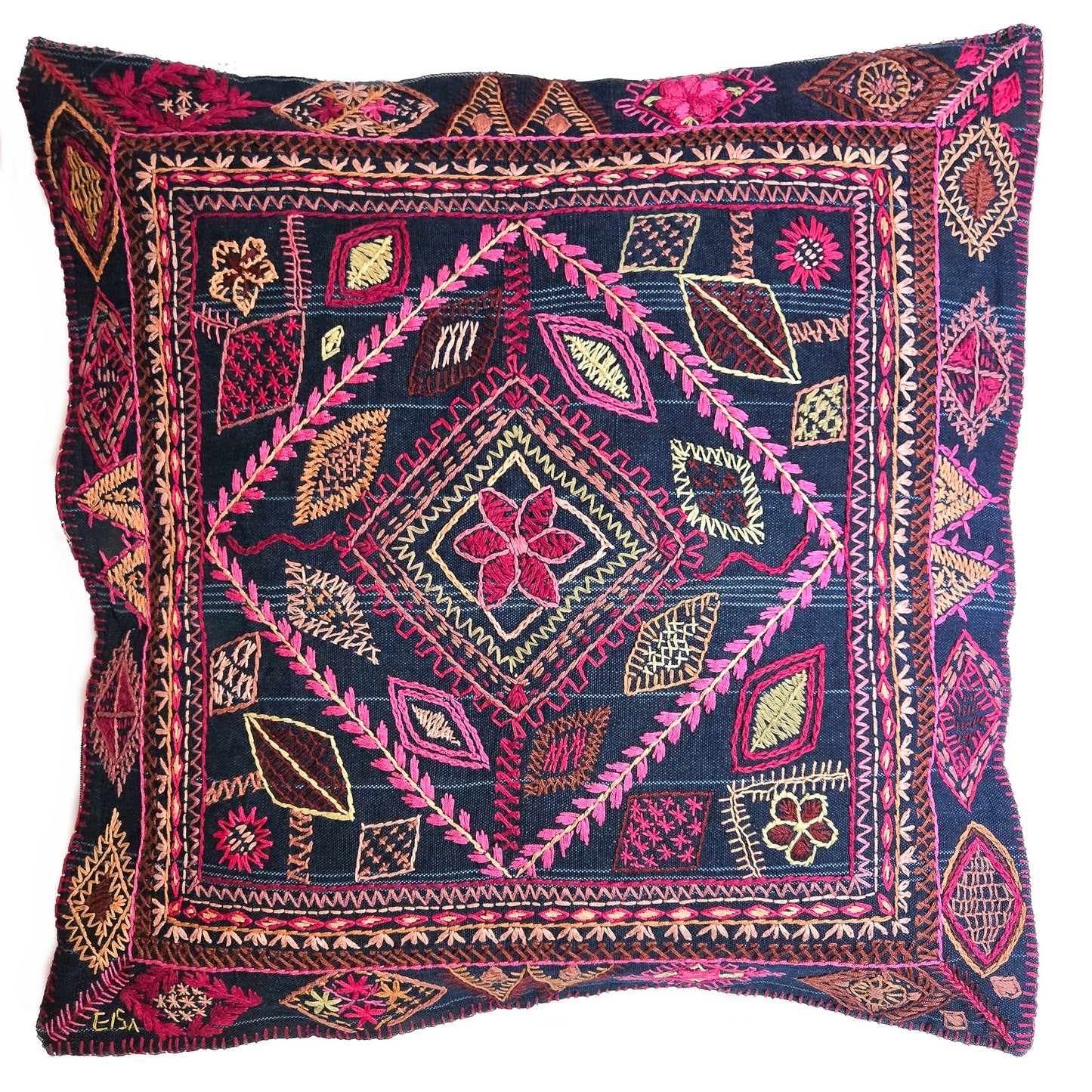 Diamonds Embroidered Pillow Cover