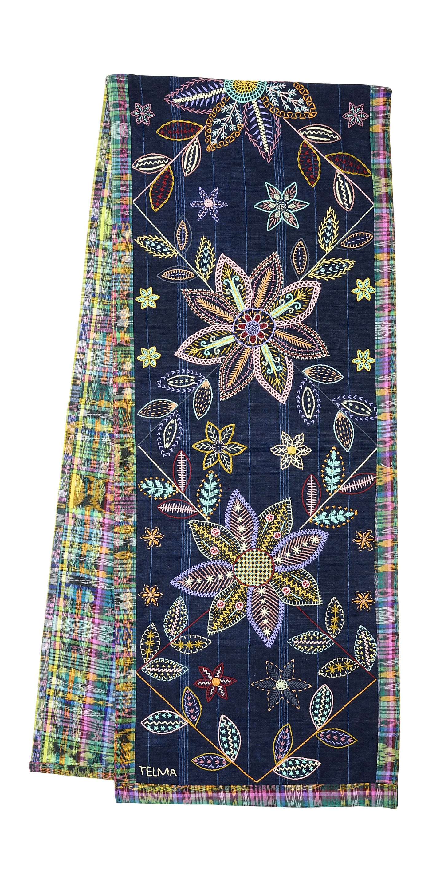 Floral table runner in soft tones