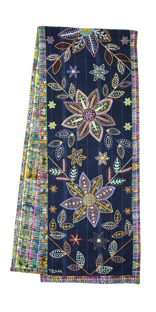 Floral table runner in soft tones