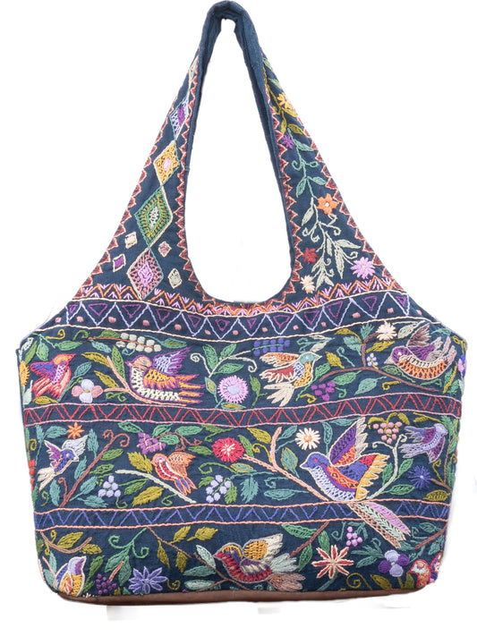 "Flora and Song" Hand-Embroidered Bag