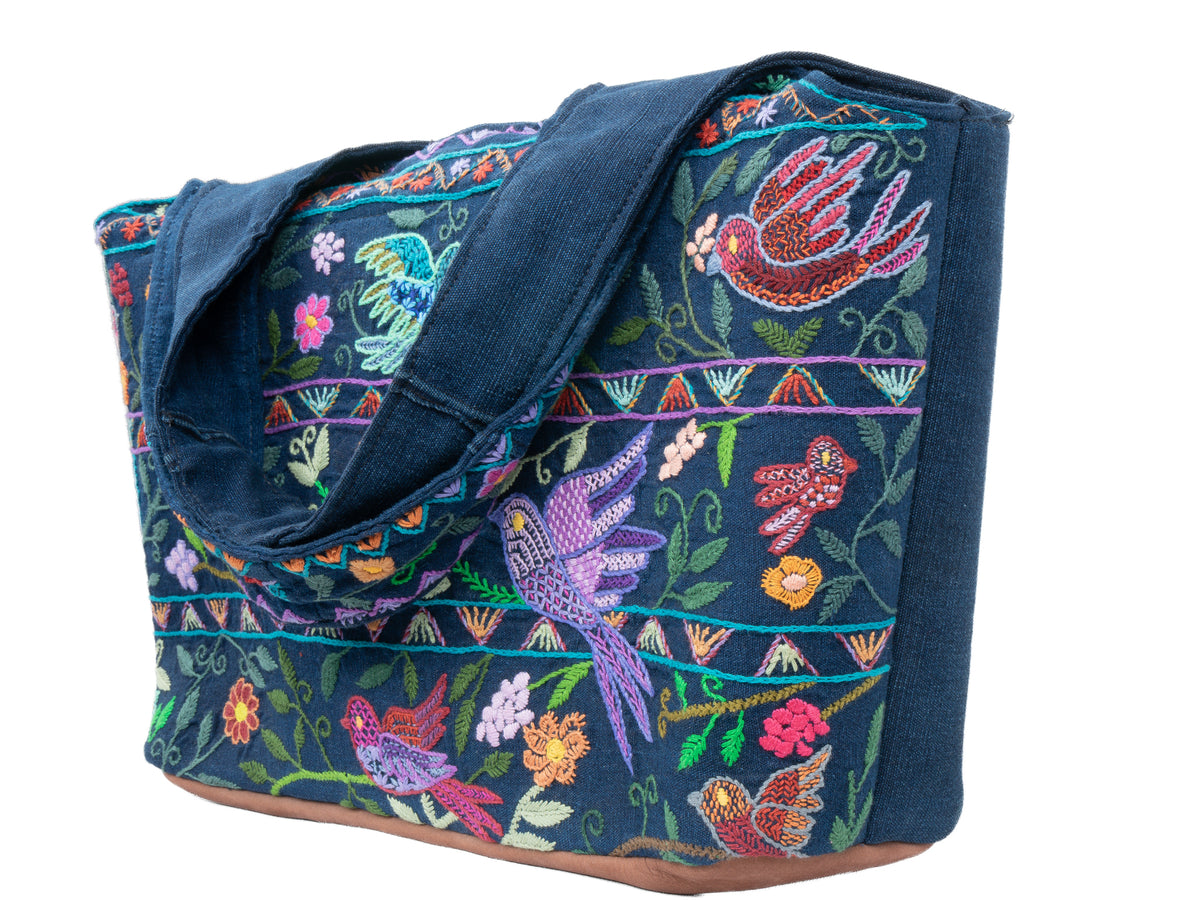 "Flora and Aviary" Hand-Embroidered Bag
