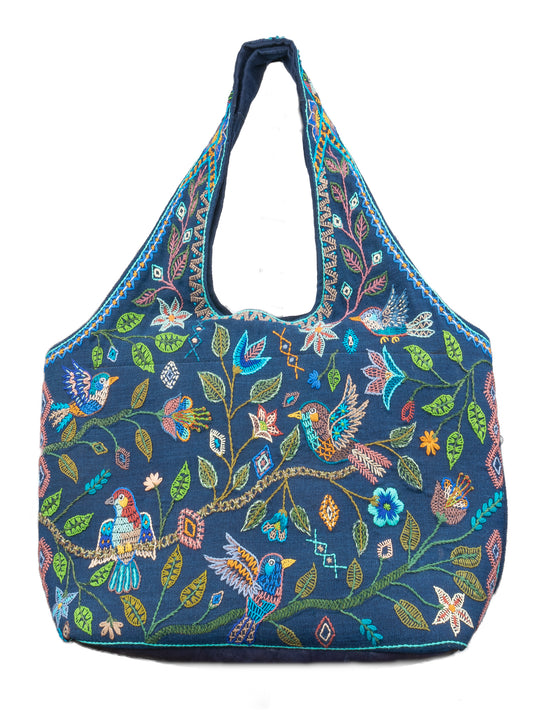 "Birds in Harmony" Hand-Embroidered Bag