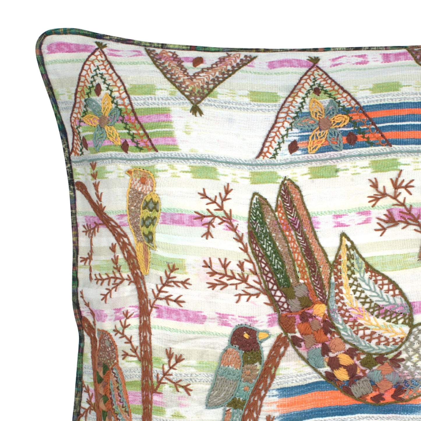 Square cushion with vibrant birds
