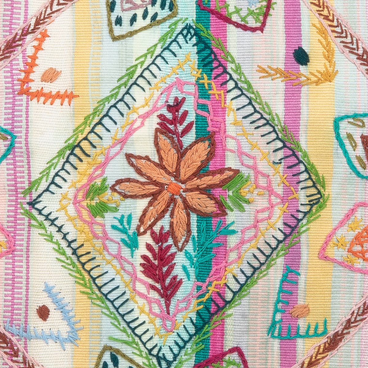 "Geometría Maya" Embroidered Pillow