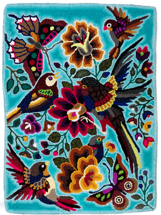 Butterfly, flowers, and bird Medium Rug