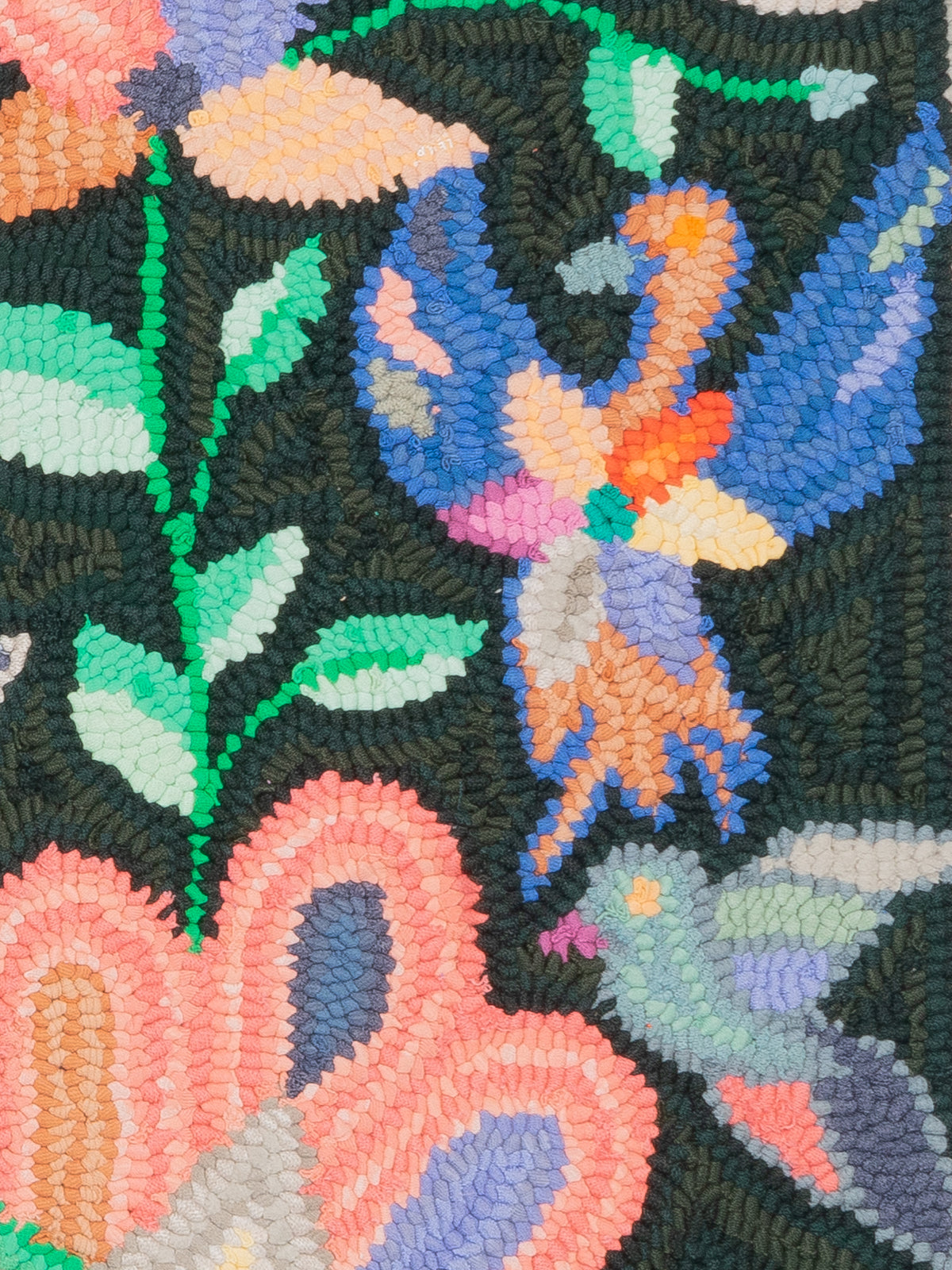 "Garden of Songbirds" Hand-Hooked Medium Rug