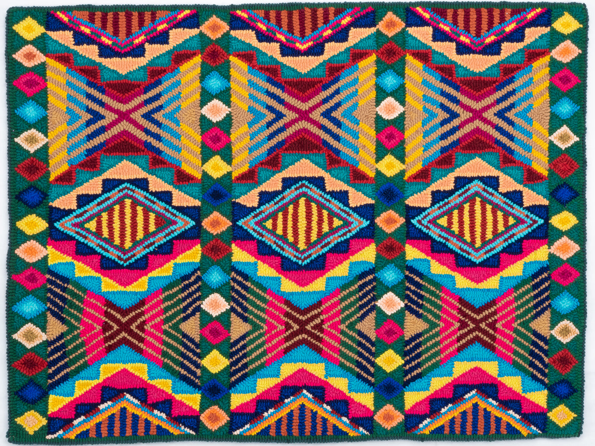 ¨Geometric Symphony¨ Hand-Hooked Medium Rug