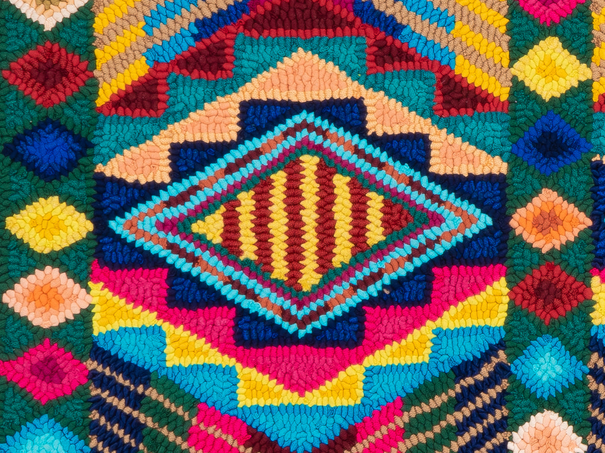 ¨Geometric Symphony¨ Hand-Hooked Medium Rug