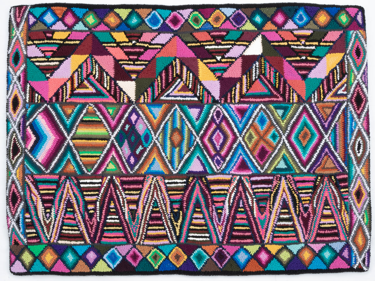 "Geometric Harmony" Hand-Hooked Medium Rug