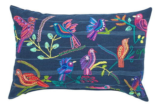 Bird-print cushion cover