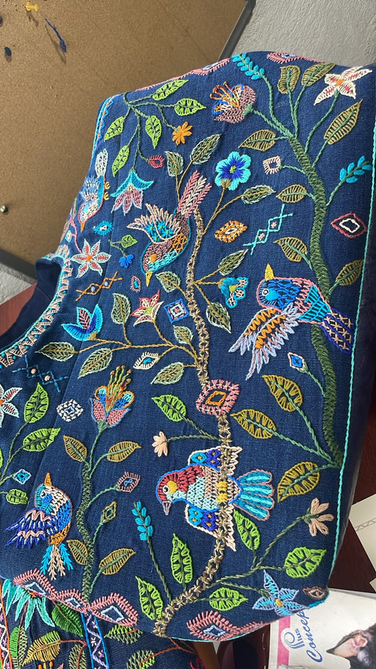 "Birds in Harmony" Hand-Embroidered Bag